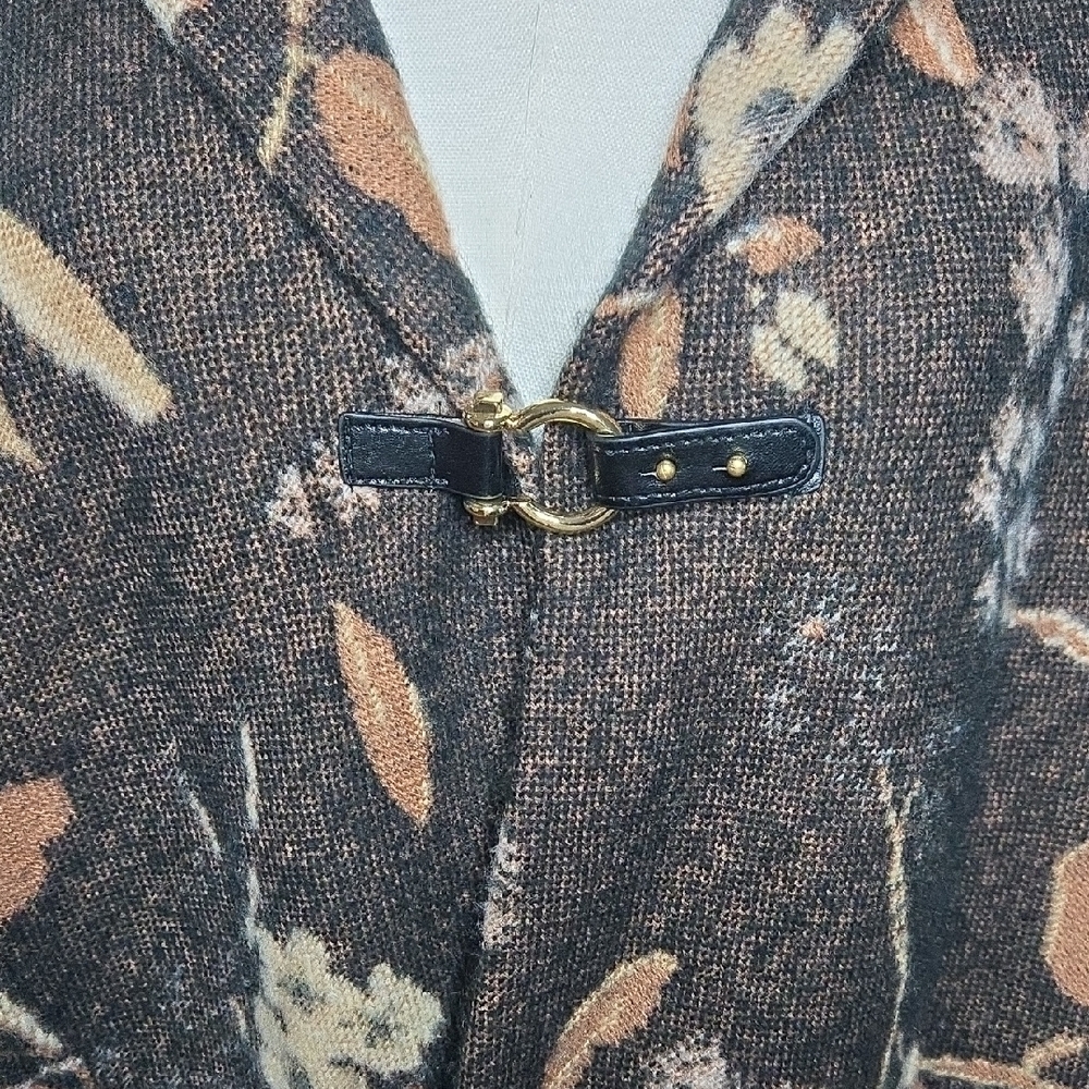 Marc New York Brown & Cream Floral Shrug Sweater Boho Western Fringe Heritage - Picture 3 of 9